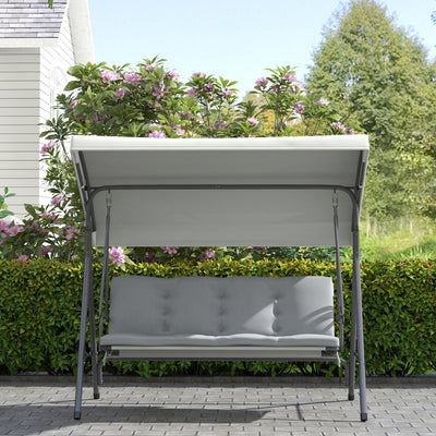 Outsunny Three-Seater Garden Swing Seat - Light Grey 