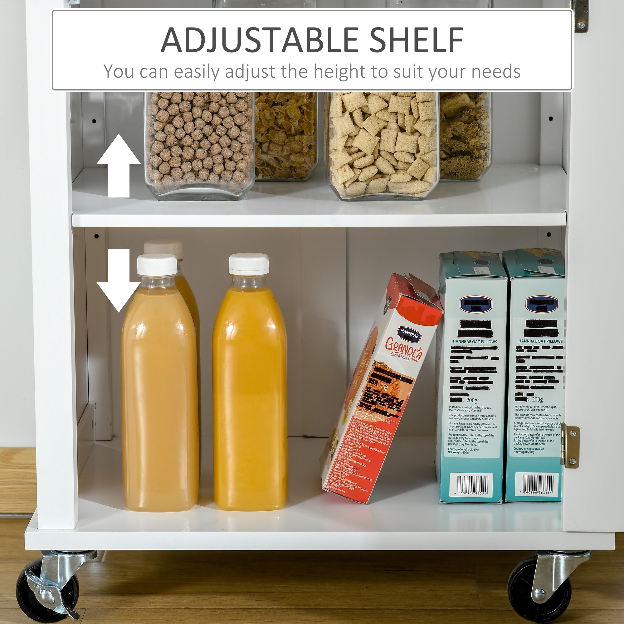 HOMCOM Kitchen Cart Storage Trolley Wooden Cabinet with Drawer Cupboard Towel Rail White 