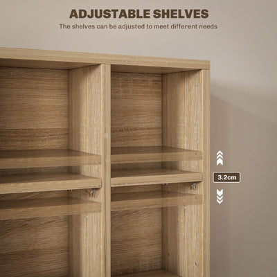 HOMCOM CD Storage Unit with Adjustable Shelves, 89 x 130.5 cm, Nature Wood Finish 