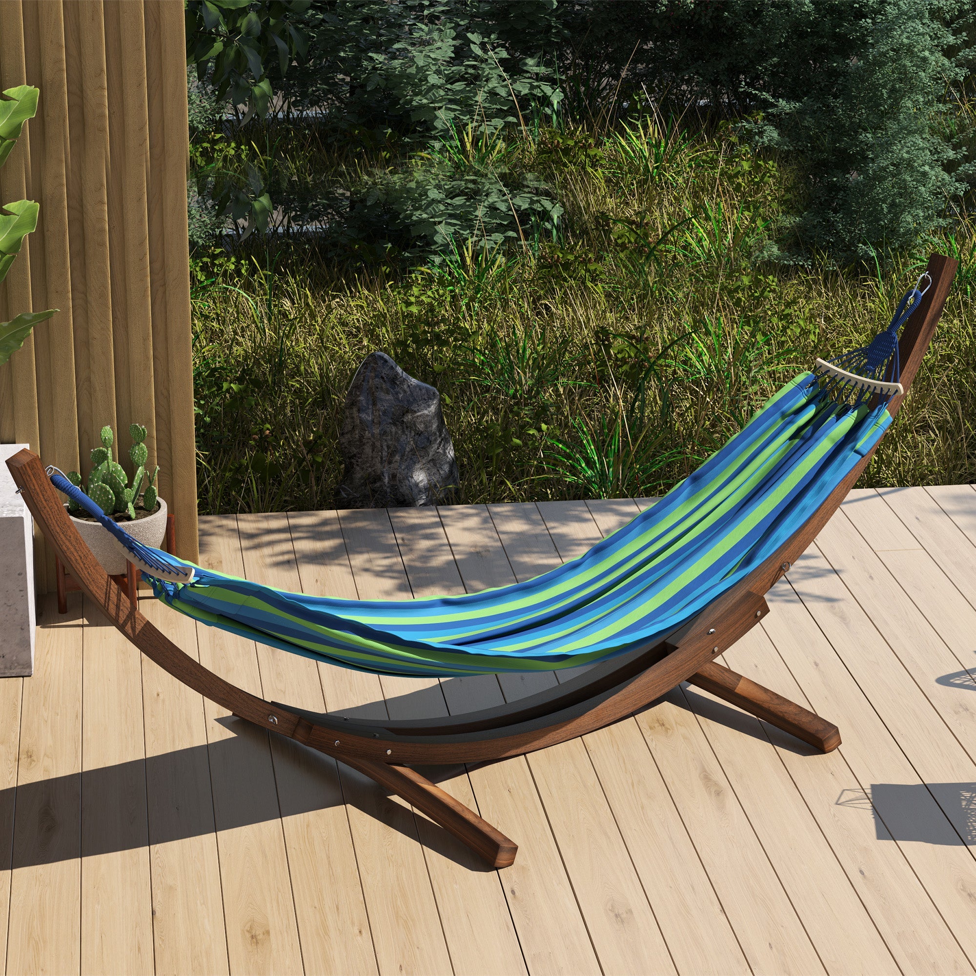 Outsunny 3.25m Wooden Hammock Stand Universal Fit Garden Picnic Camp Accessories, Brown 