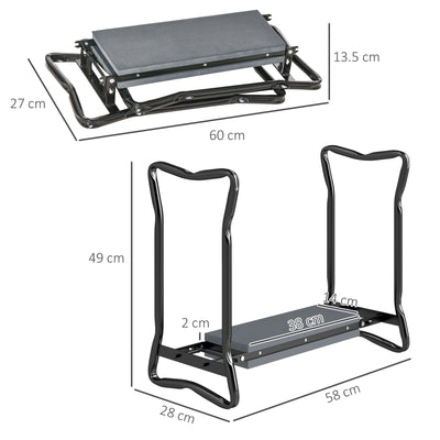 Outsunny 2 In 1 Garden Kneeler Seat Kneeling Pad Support Bench Foldable Knee Protector, Grey 