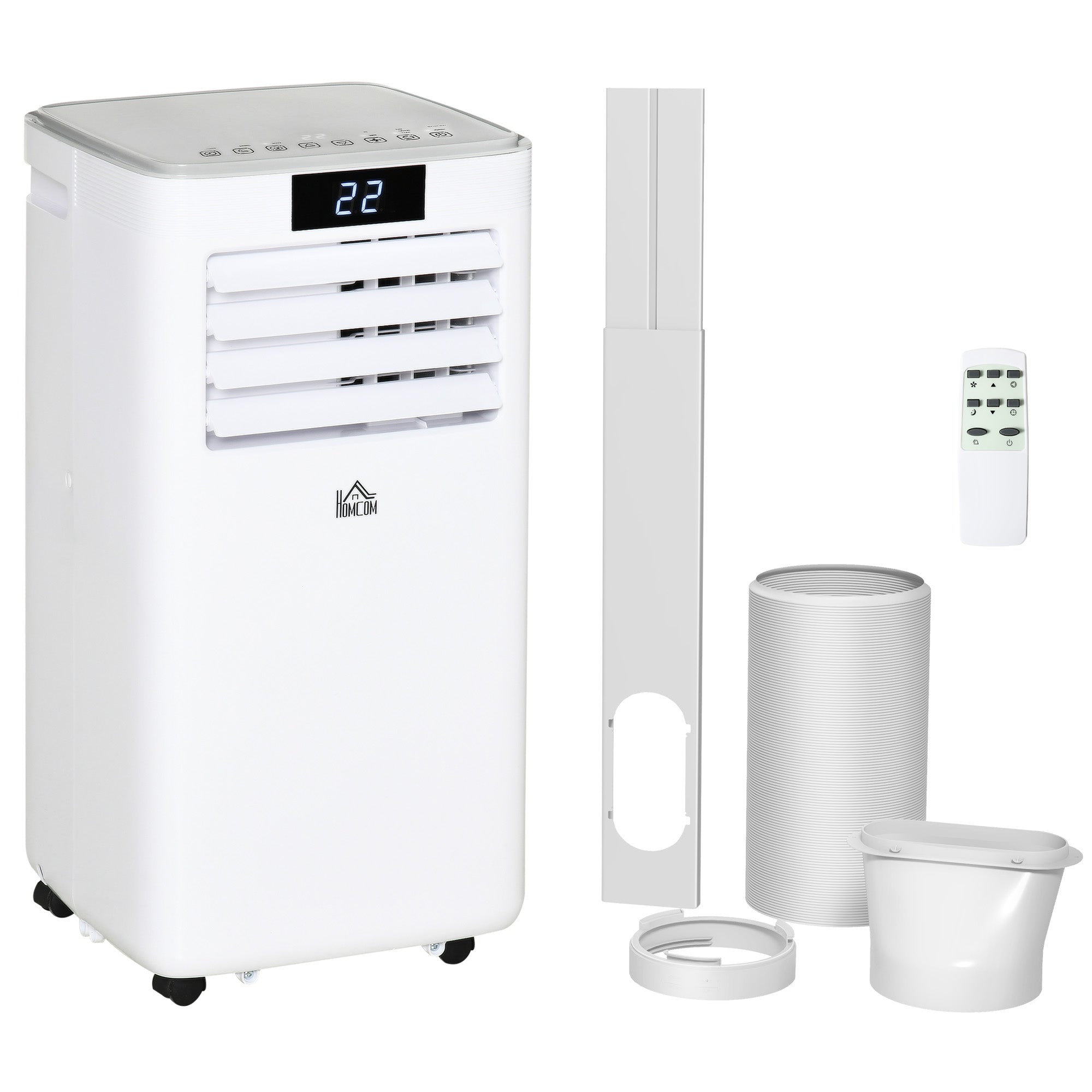 HOMCOM 7000 BTU Air Conditioning Unit, 3-in-1 Portable Air Conditioner, Dehumidifier, Cooling Fan with Remote Control, LED Display, 2 Speeds, 24H Timer, Window Venting Kit, 15m\'c2\'b2