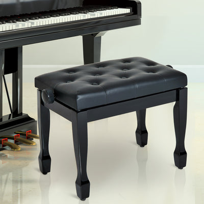 HOMCOM PU Leather Upholstered Piano Stool, Height Adjustable Makeup Stool Bench Dressing Table Seat, White 
