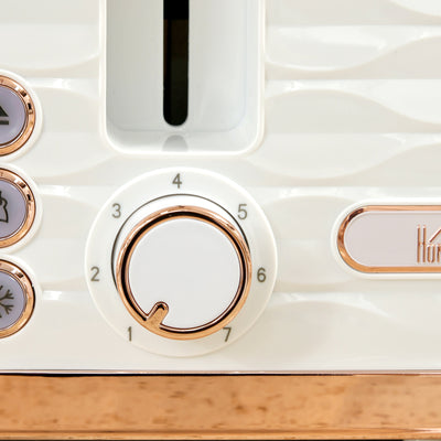 HOMCOM Four-Slice Rippled Toaster - White 