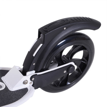 HOMCOM Folding Kick Scooter Hight-Adjustable Urban Scooter w/ Rear Brake, Double Shock Absorption System & 2 Big Wheels, For 14+ Teens Adult, White 