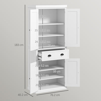 HOMCOM Kitchen Storage Cabinet with Drawer and Adjustable Shelves - White 