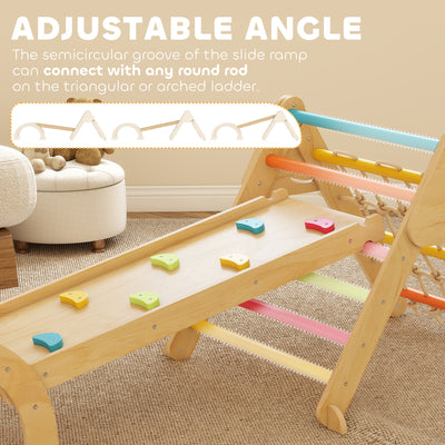 AIYAPLAY 8-in-1 Toddler Climbing Frame, Indoor Play Triangle Set with Slide, Arch and Triangle Ladder, Multicolour 