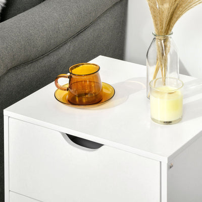 HOMCOM Bedside Table, Bedside Cabinet with 2 Drawers, Side End Table with Pine Wood Legs for Bedroom Living Room, White 