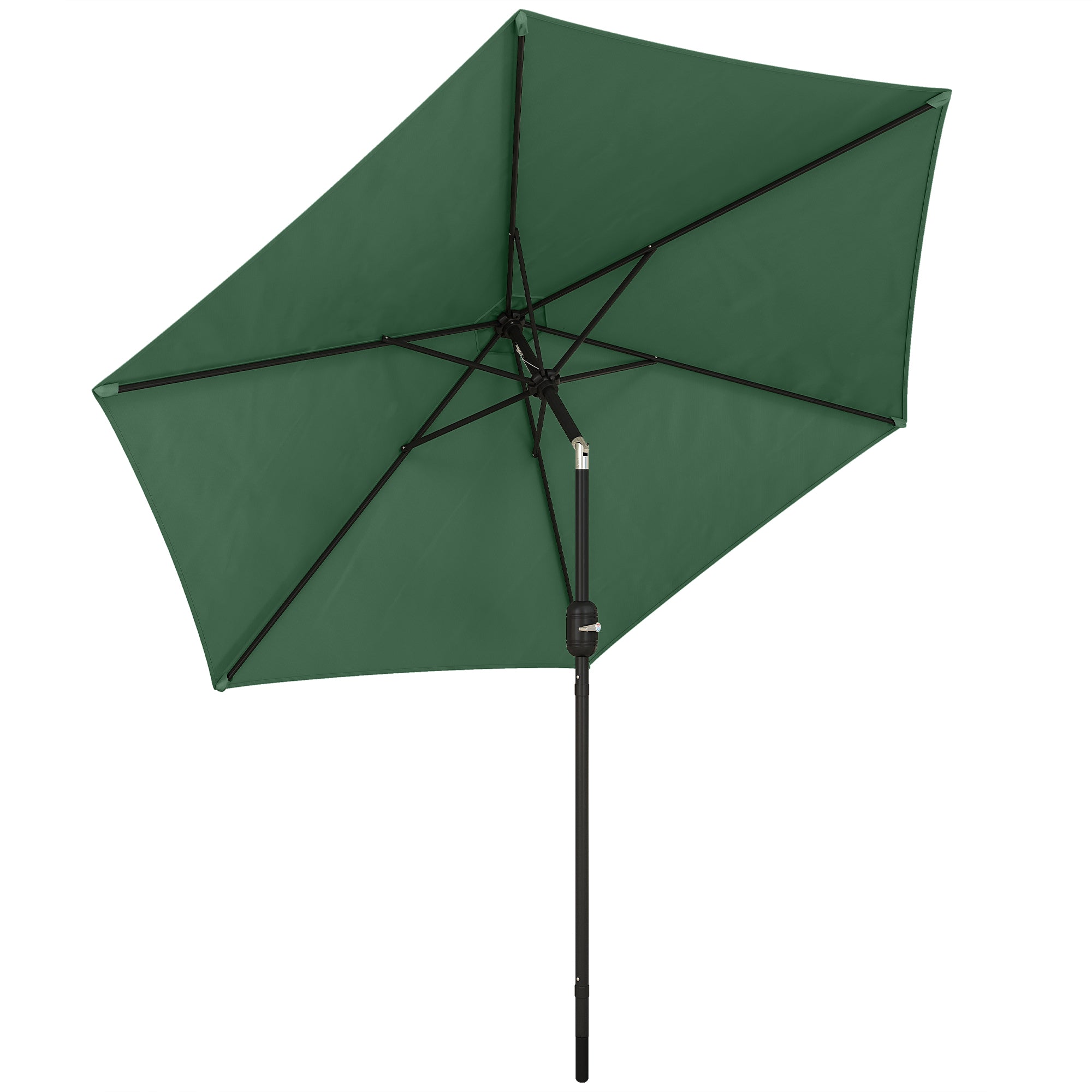 Outsunny 2.6 m Garden Parasol Umbrella with Aluminium Pole, Outdoor Patio Umbrella with Tilt and Crank, Vent, Dark Green 