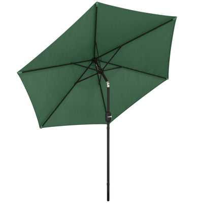 Outsunny 2.6 m Garden Parasol Umbrella with Aluminium Pole, Outdoor Patio Umbrella with Tilt and Crank, Vent, Dark Green 