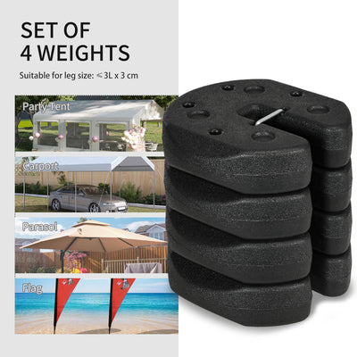 Outsunny 12KG Gazebo Weights Set of 4, Weights for Gazebo Legs with Reinforce Pins and Carry Belt, for Canopies Marquees Tents 