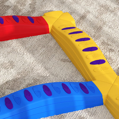 AIYAPLAY 12-Piece Kids Balance Beam Stepping Stones, with Non-Slip Foot Pads, Multicoloured 