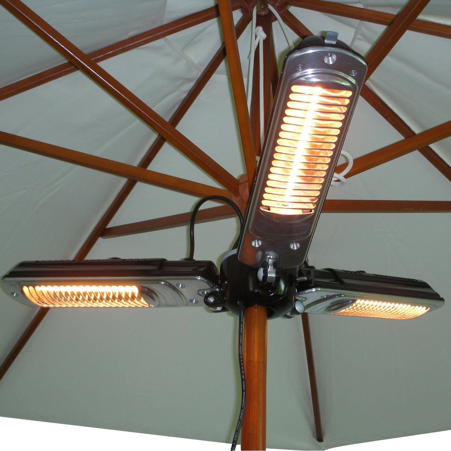 Outsunny Electric Umbrella Parasol Mounted Infrared Heater 2000W Patio Gazebo Outdoor Use 