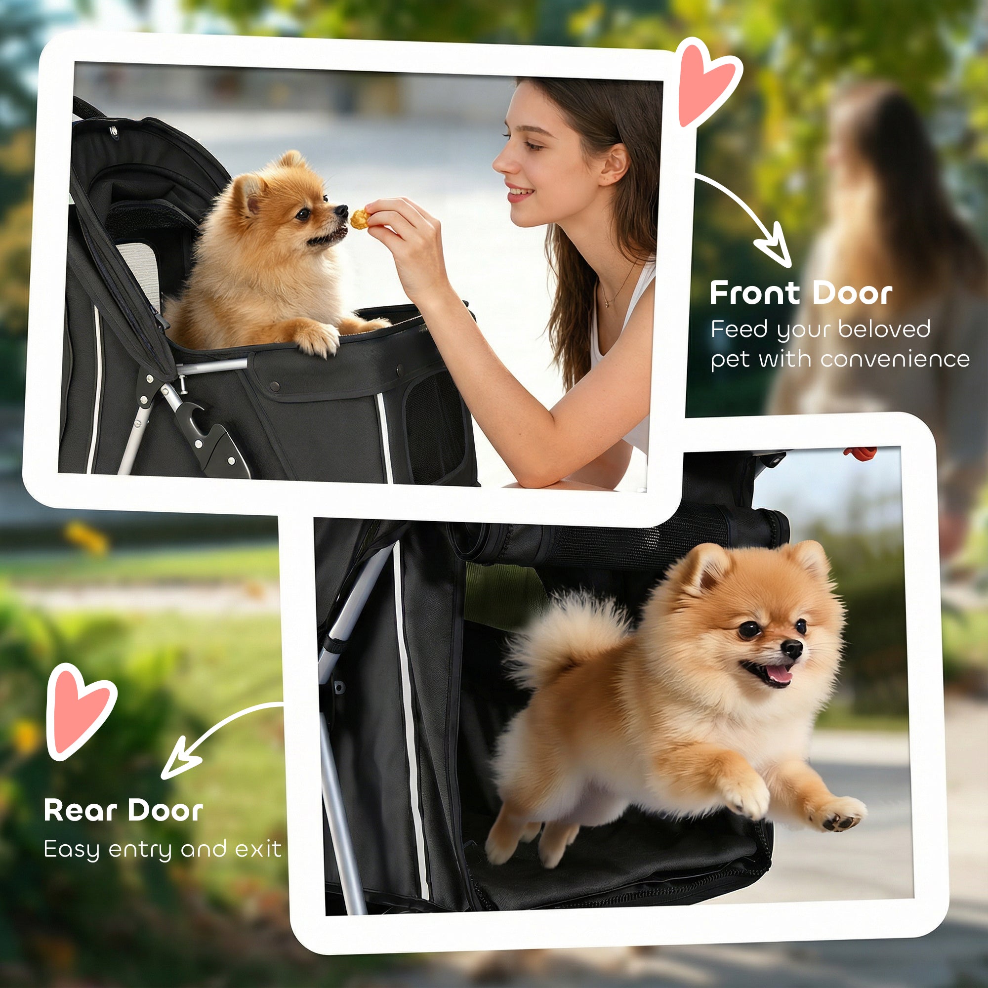 PawHut 3 Wheel Pet Stroller for Small and Miniature Dogs, Black 