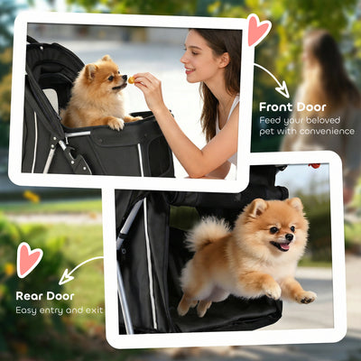 PawHut 3 Wheel Pet Stroller for Small and Miniature Dogs, Black 