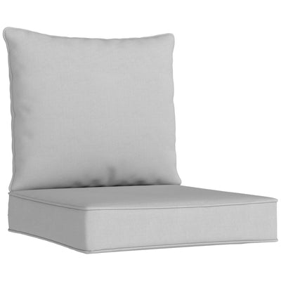 Outsunny Outdoor Seat and Back Cushion Set, 63L x 55W x 15Dcm Patio Deep Seating Chair Fade Resistant Replacement Cushion, Light Grey 