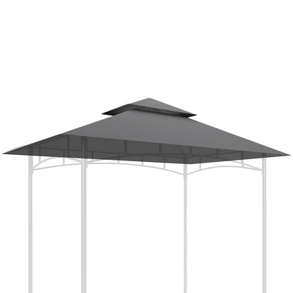 Outsunny Grill Gazebo Replacement Canopy Roof for 1.5 x 2.4m Frame, UPF50+ Protection, Double Tiered 5' x 8' Outdoor BBQ Gazebo Cover Replacement, TOP COVER ONLY, Dark Grey 