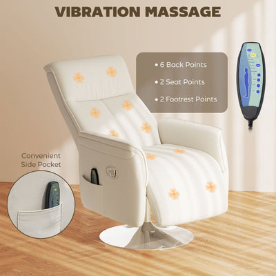 HOMCOM 10-Point Massage Recliner Armchair - Cream 