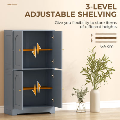 HOMCOM 4-Door Kitchen Storage Cabinet with Adjustable Shelves - Grey 