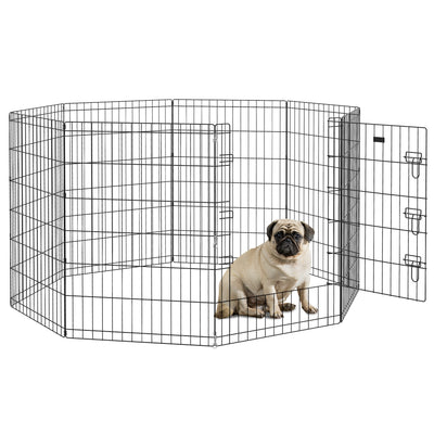 PawHut 8 Panel DIY Dog Pen with Door, for Dogs, Small Animals, Indoor/Outdoor Use, 91cm High 