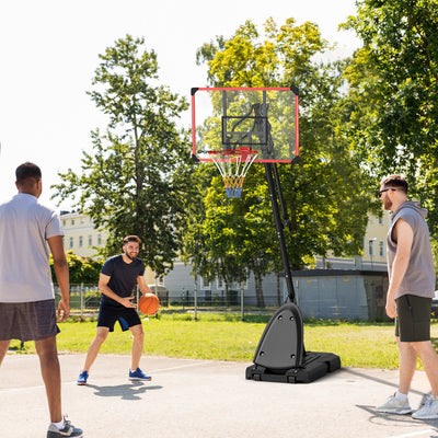 SPORTNOW 2.4-2.9m Adjustable Basketball Hoop and Stand with Weighted Base, Portable on Wheels, Red 