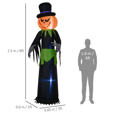 Outsunny 8ft Light-Up Pumpkin Man Halloween Decoration 
