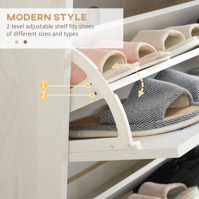 HOMCOM Narrow Shoe Cabinet, Slim Shoe Storage Cabinet with 3 Flip Drawers and Adjustable Shelves, 12 Pair of Shoes Organizer for Hallway, Entryway, Cream White 