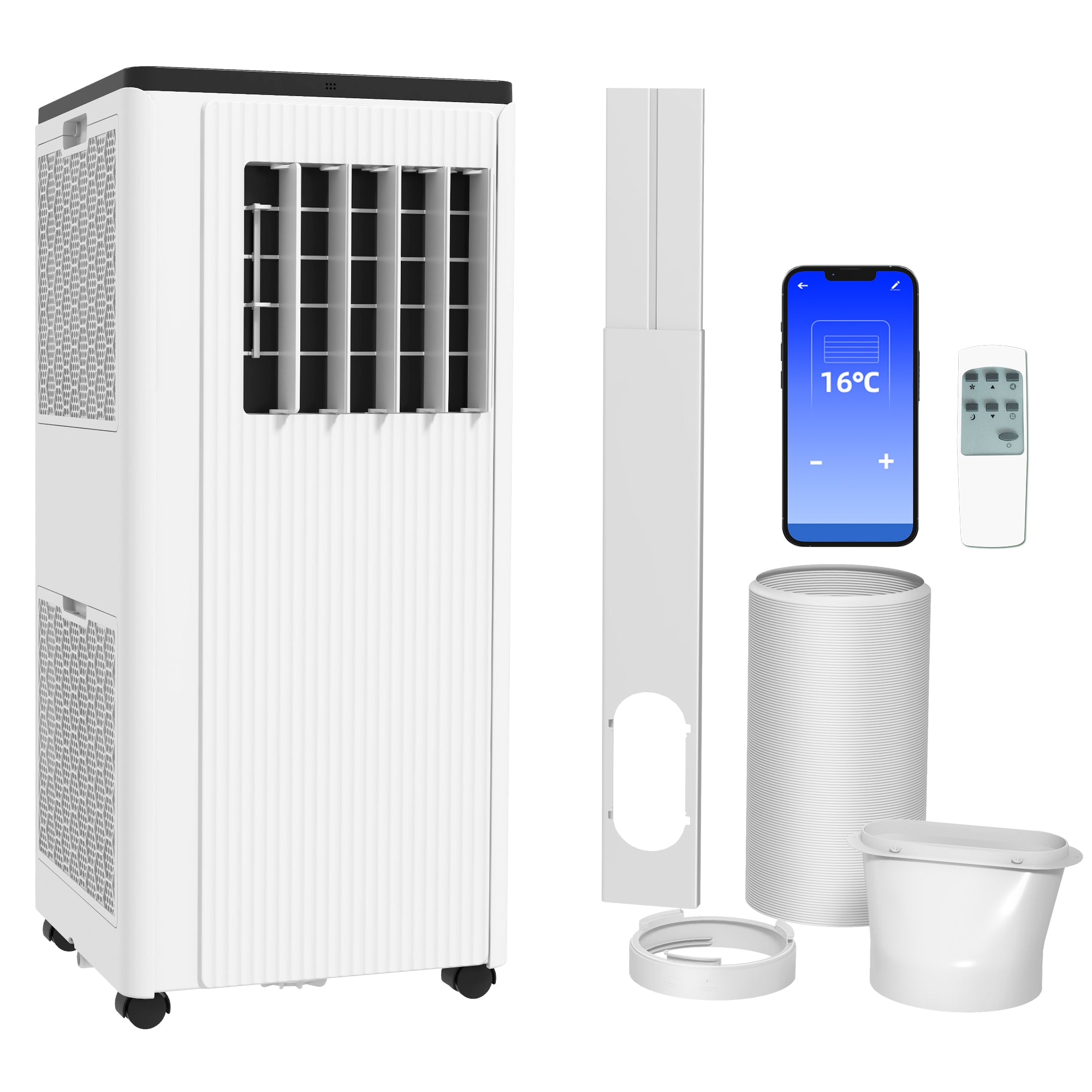 HOMCOM 7,000 BTU App-Controlled Mobile Air Conditioner, 15m\'c2\'b2 Radius - White