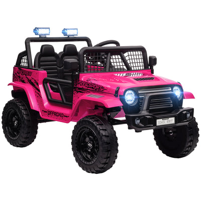 AIYAPLAY 12V Battery Powered Kids Ride-On Car, Electric Truck w/ Spring Suspension, Remote, Music, Horn, Lights, Pink 