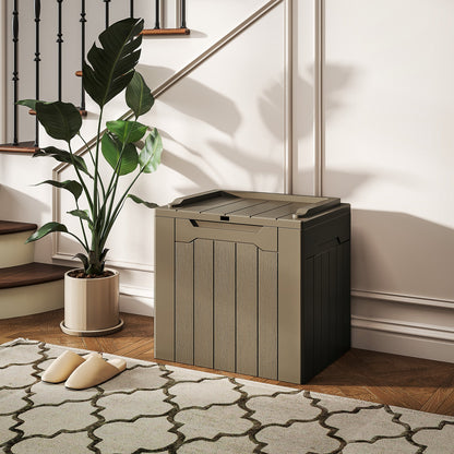 HOMCOM 107 L Plastic Storage Chest with Lid - Dark Brown 