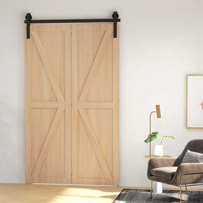 HOMCOM 4FT/122CM Bi-Folding Sliding Barn Door Hardware Track Kit, Heavy Duty Sliding Door Kit for 2 Doors with J Shape Hanger 