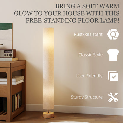 HOMCOM LED Floor Lamp for Living Room, 120cm Modern Standing Lamp with 3000K/4500K/6500K Colour Temperatures, Linen Shade and Wooden Base, Grey