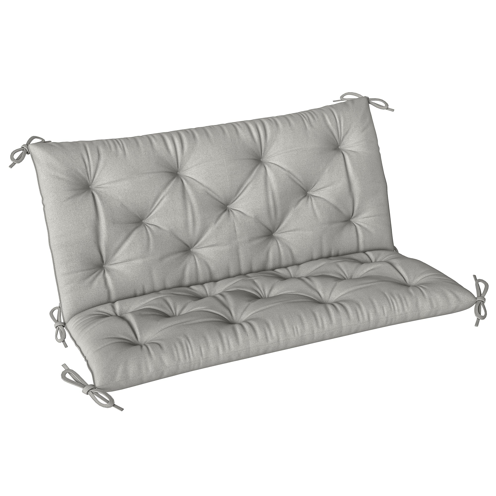 Outsunny 2 Seater Bench Pad, Garden Chair Cushion with Back and Ties for Indoor and Outdoor Use, 98 x 100 cm, Light Grey 