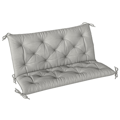 Outsunny 2 Seater Bench Pad, Garden Chair Cushion with Back and Ties for Indoor and Outdoor Use, 98 x 100 cm, Light Grey 