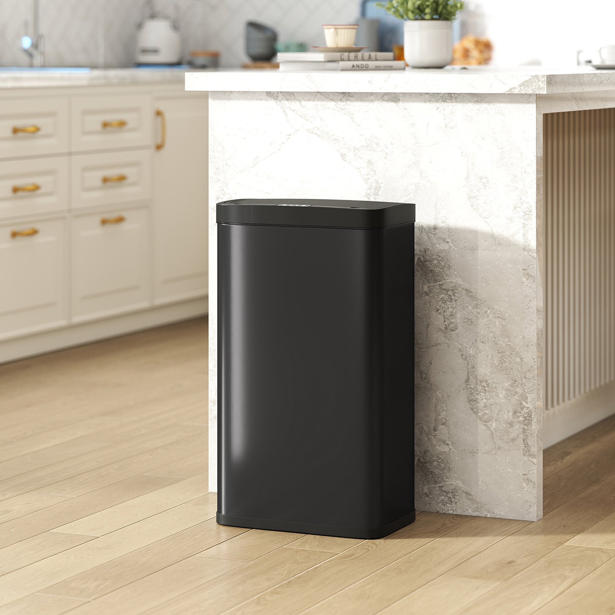 HOMCOM 45L Kitchen Sensor Bin - Black 