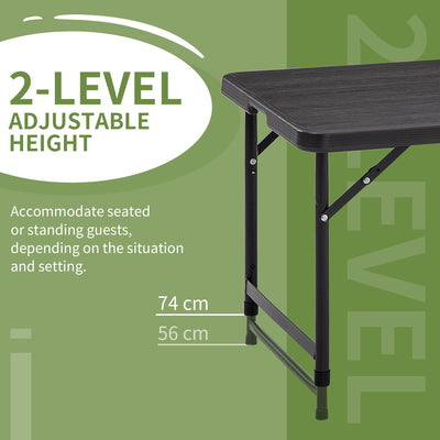 Outsunny Foldable Patio Dining Table for 4, Height Adjustable Outdoor Table for Garden, Lawn, Dark Grey 