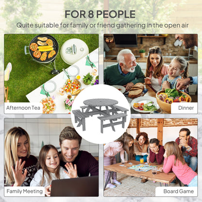 Outsunny 8-Seater Wooden Picnic Set-Fir Wood 