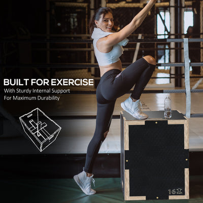 SPORTNOW Multi-Faceted Jump Box, Wooden Step Up Box, for Home, Gym, Exercise, Black 