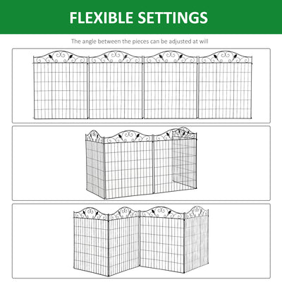 Outsunny Garden Decorative Fence 4 Panels 44in x 12ft Metal Wire Landscape Border Edging 