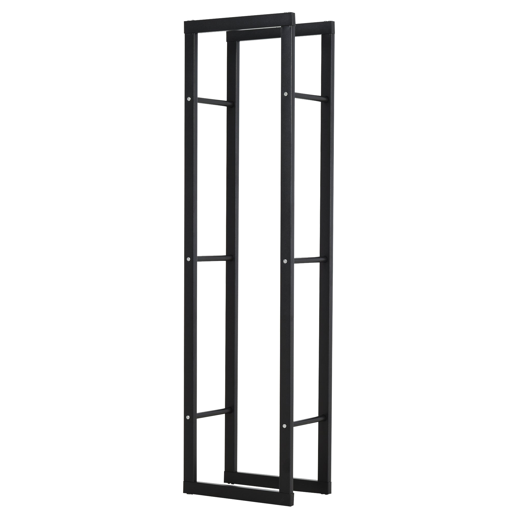 HOMCOM Metal Firewood Log Holder Tall Firewood Rack Indoor Outdoor Fireplace Wood Storage Shelf with Side Rails, Rust-Resistant, Black, 40W x 25D x 150H cm 