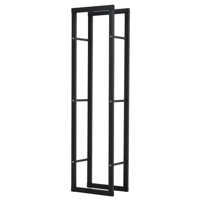 HOMCOM Metal Firewood Log Holder Tall Firewood Rack Indoor Outdoor Fireplace Wood Storage Shelf with Side Rails, Rust-Resistant, Black, 40W x 25D x 150H cm 