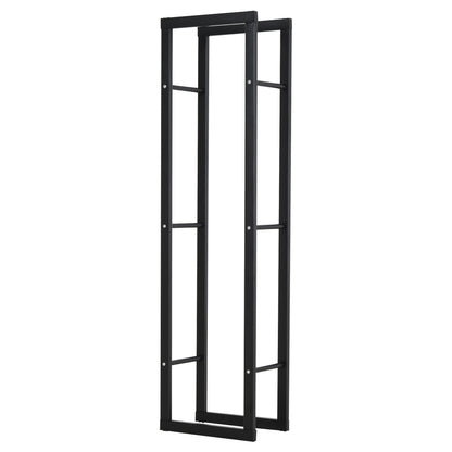 HOMCOM Metal Firewood Log Holder Tall Firewood Rack Indoor Outdoor Fireplace Wood Storage Shelf with Side Rails, Rust-Resistant, Black, 40W x 25D x 150H cm 