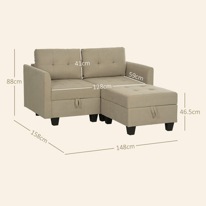 HOMCOM 'L' Shape Modular Storage Sofa - Light Brown 