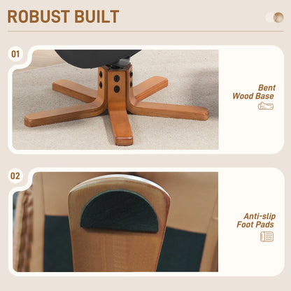 HOMCOM Rocking Recliner Chair with Footstool, PU Leather Recliner Armchair with Wood Base, Upholstered Reclining Chair for Living Room Bedroom, Black