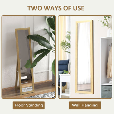 HOMCOM Rustic Full Length Mirror, Hanging and Freestanding Floor Mirror, Farmhouse Decorative Wall Mirror, for Living Room, Bedroom, 157 cm, Natural 