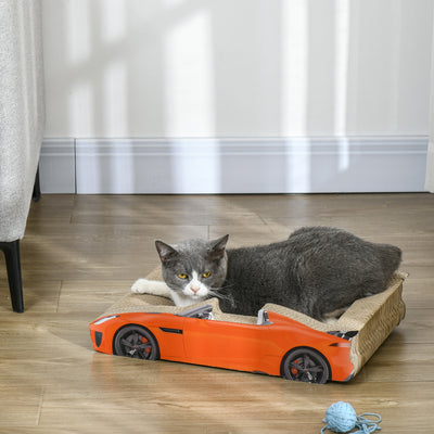 PawHut 2 in 1 Cat Scratching Board with Catnip, Car-shaped 