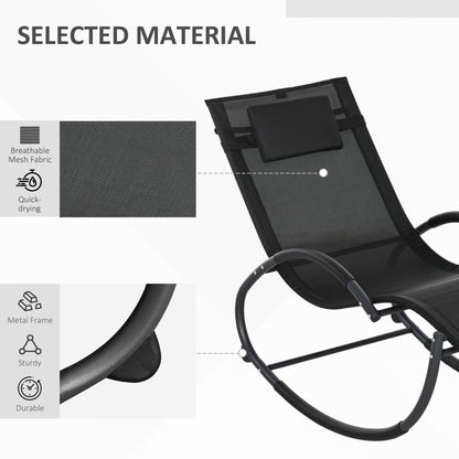 Outsunny Steel Frame Zero Gravity Rocking Chair, with Pillow - Black 