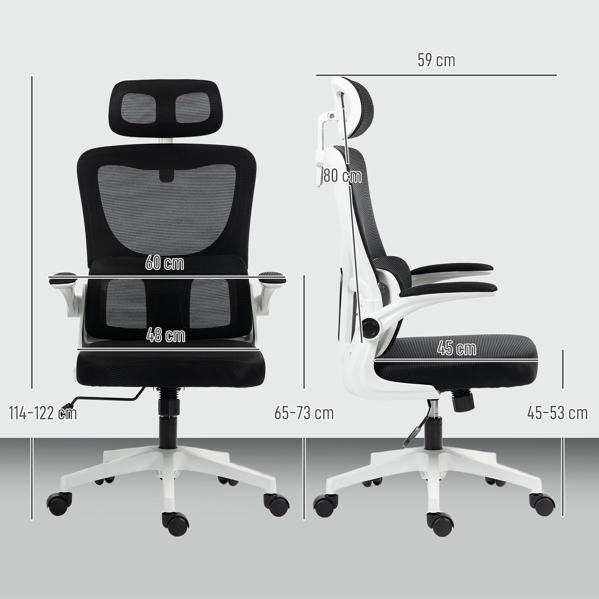 Vinsetto Ergonomic Office Chair, High Back Mesh Computer Desk Chair with Adjustable Headrest and Lumbar Support, Rotatable Armrests, Tilt Function for Home Office, Black 