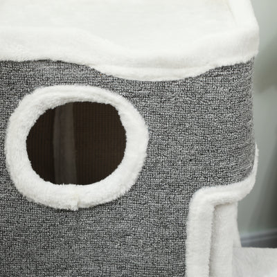 PawHut 75 cm Cat Tree, Cat Tower Condo for Indoor Cats with Scratching Post, Jumping Platform, Grey 
