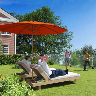 Outsunny 3m Wood Pole Parasol Umbrella - Orange 